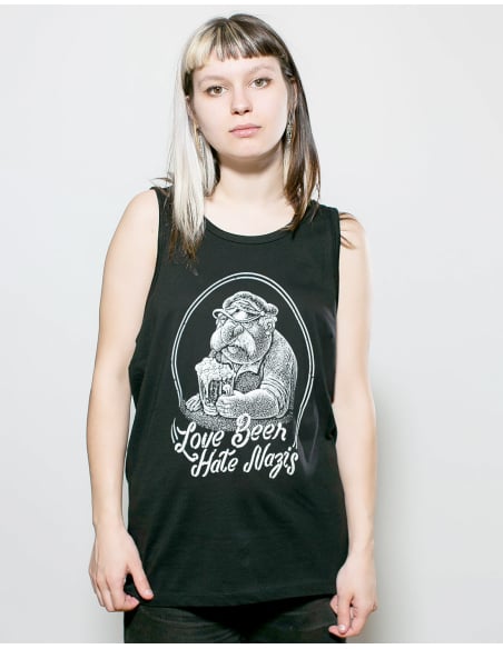 Love Beer Hate Nazis - No Borders - Tanktop - Black