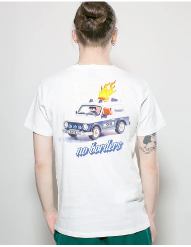 Burning Van - No Borders - T-Shirt - White - @ No Borders