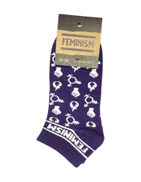 Feminism - No Borders - Quarter Socken - Purple Feminism - No Borders - Quarter Socken - Purple
