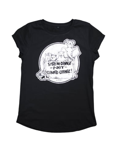 System Change Not Climate Change - No Borders - T-Shirt tailliert - Black - @ No Borders