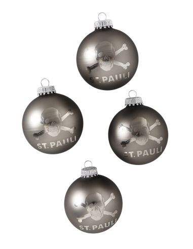 St. Pauli - Christmas Balls - Skull - Set of 4 - Grey