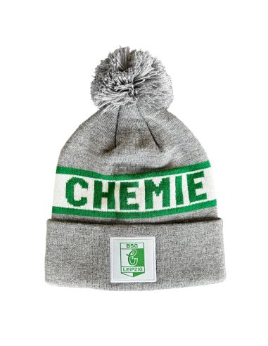 Wintermütze - BSG Chemie Leipzig - Bommel - Grau