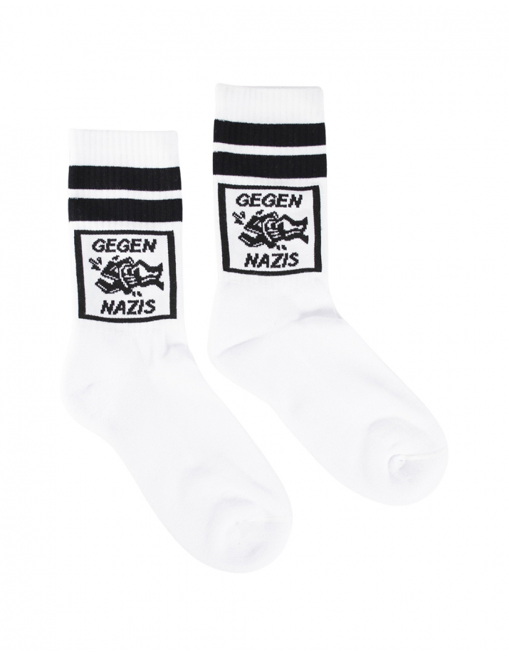 Gegen Nazis - No Borders - Socken - White