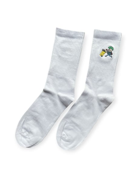 Riot Pigs - Socken - Sticklogo - Weiß