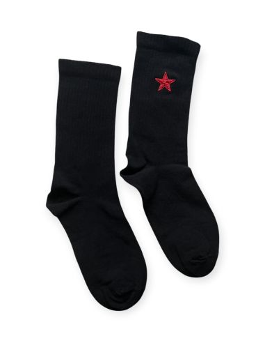 Red Star - Socken - Sticklogo - Schwarz