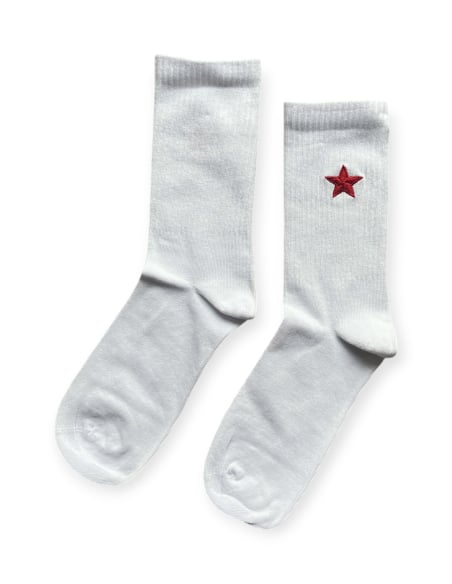 Red Star - Socken - Sticklogo - Weiß