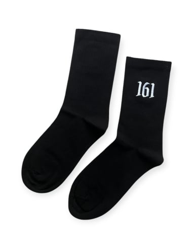 161 - Socken - Sticklogo - Schwarz - @ No Borders