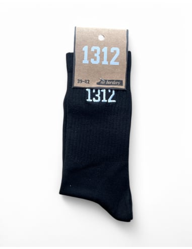1312 - Socks - Embroidered logo - Black - @ No Borders