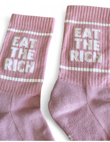 Eat the Rich - No Borders - Socks - Pink/White - @ No Borders
