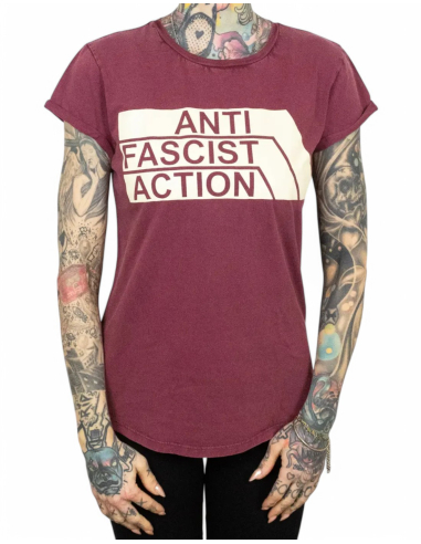 Anti Fascist Action - T-Shirt - True Rebel - Burgundy