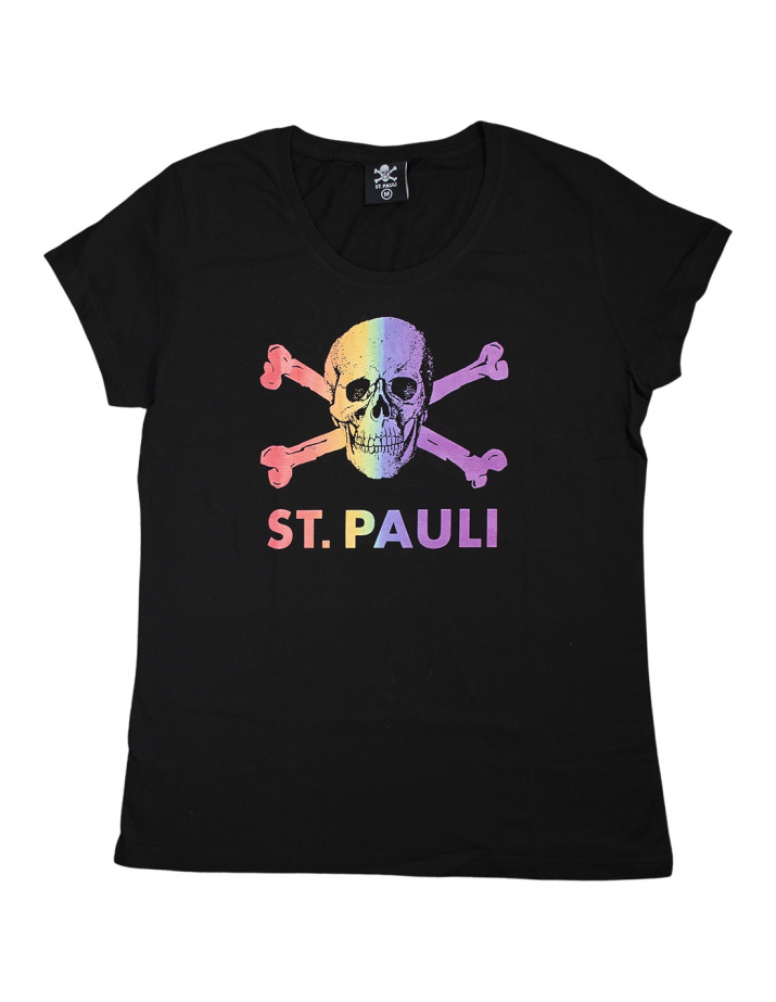 St. Pauli - T-Shirt tailliert - Totenkopf Rainbow - Black