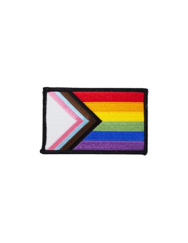 Progress Pride - Patch DetailsGestickter Aufnäher Maße 9,4 cm x 6 cm zum Aufbügeln geeignet No Borders