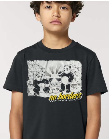 Panda - No Borders - T-Shirt Kids - Black - @ No Borders
