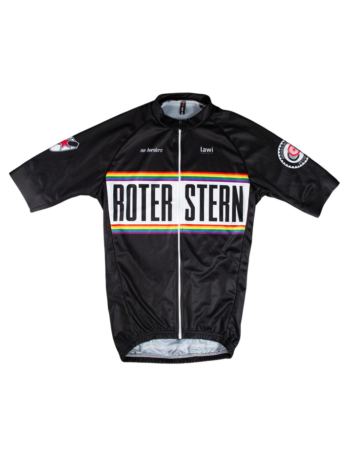 Roter Stern Leipzig - Bike Jersey Short Sleeve - Black/Rainbow