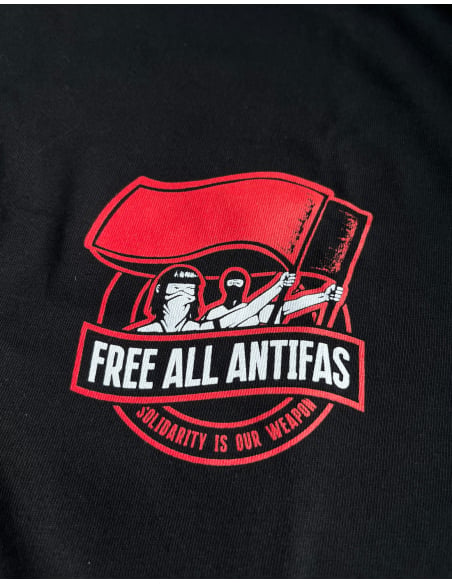 Soli-T-Shirt - Free All Antifa - Pocket - Schwarz