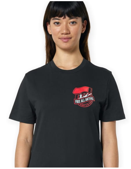 Soli-T-Shirt - Free All Antifa - Pocket - Schwarz