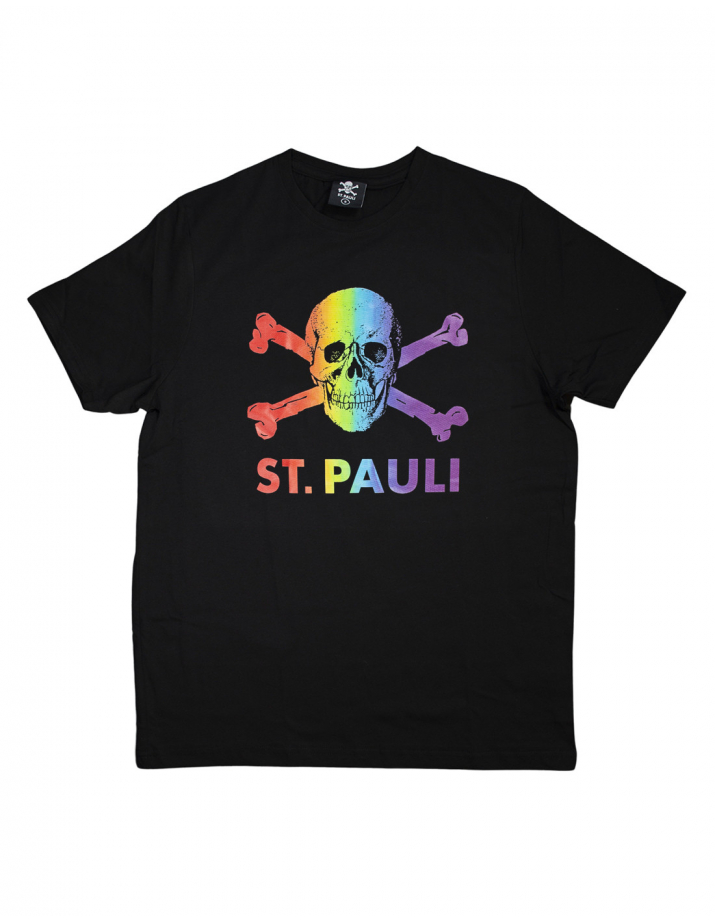 St. Pauli - T-Shirt - Totenkopf Rainbow - Black