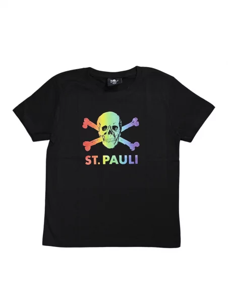 St. Pauli - T-Shirt Kids - Totenkopf Rainbow - Black
