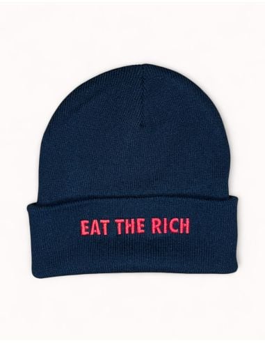 Eat The Rich - No Borders - Beanie - Embroidered Logo - Black/Red - @ No Borders