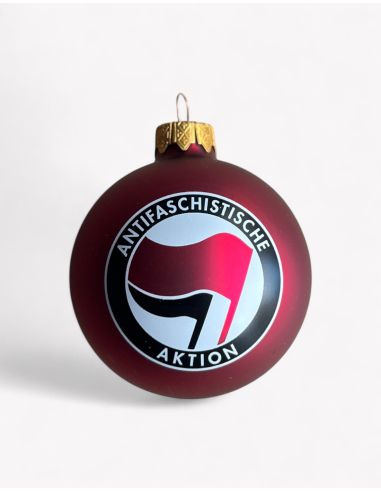 Antifa - No Borders - Christmas bauble - Red - @ No Borders