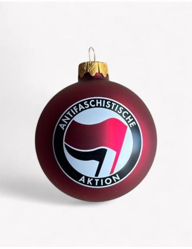 Antifa - No Borders - Weihnachtsbaumkugel - Rot - @ No Borders