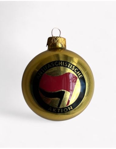Antifa - No Borders - Weihnachtsbaumkugel - Gold - @ No Borders