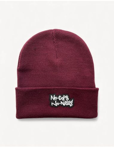 No Cops No Nazis - Mob Action - Beanie - Patch - Burgundy - @ No Borders