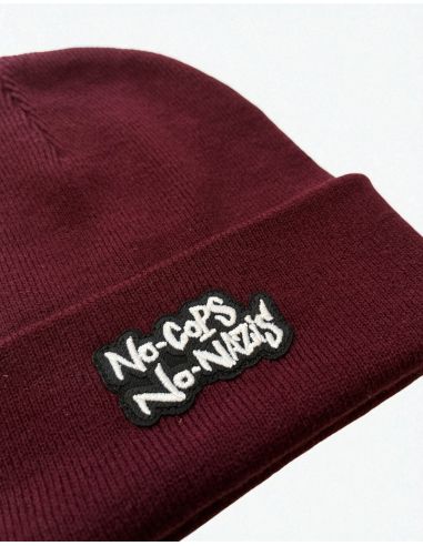 No Cops No Nazis - Mob Action - Beanie - Patch - Burgundy - @ No Borders