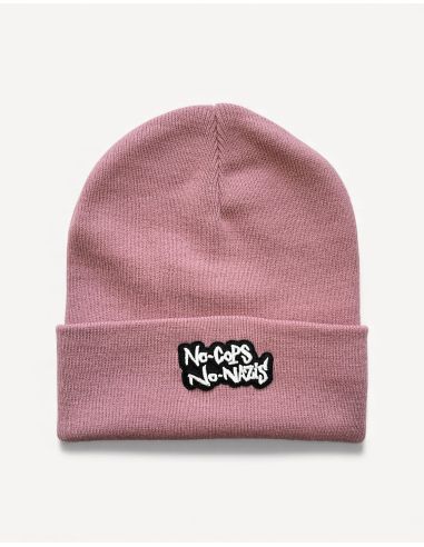 No Cops No Nazis - Mob Action - Wintermütze - Patch - Rosa - @ No Borders