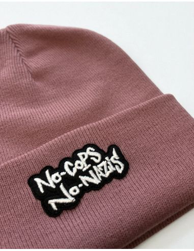 No Cops No Nazis - Mob Action - Beanie- Patch - Pink - @ No Borders