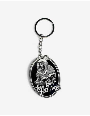 Love Beer Hate Nazis - No Borders - Key Chain - @ No Borders