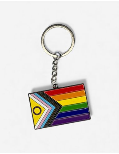 Inter* Inclusive Pride Flag - No Borders - Key Chain - @ No Borders
