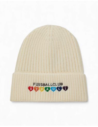 St. Pauli - Wintermütze - "Regenbogenherzen" - Creme - @ No Borders