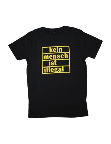 Kein Mensch ist illegal - No Borders - T-Shirt - Black/Yellow - @ No Borders