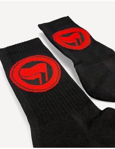 Socken - Antifa - Logo - Schwarz-Rot - No Borders - @ No Borders
