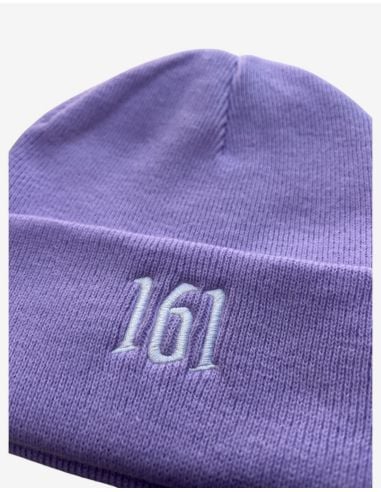 161 - No Borders - Wintermütze - Sticklogo - Lavendel - @ No Borders