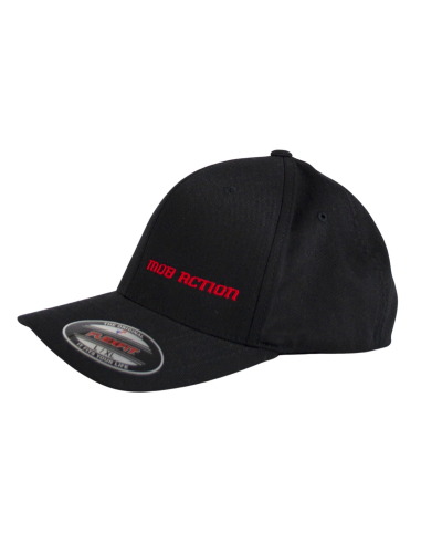 Mob Action Classic - Flexfit Cap - Black MA Classic KollektionFarbe: Schwarz Material: 63% Polyester, 34% Baumwolle, 3% Elasthan rot gesticktes Mob Action Logo No Borders