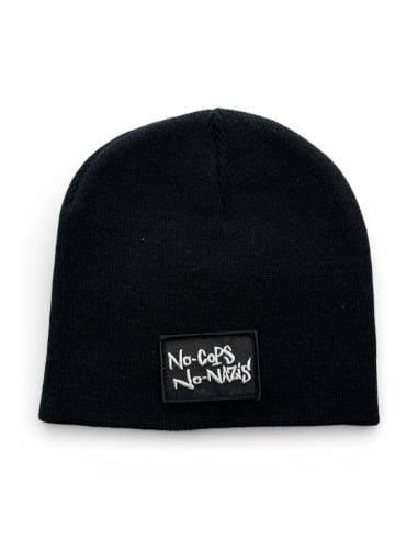 No Cops No Nazis - Mob Action - Beanie - Embroidered Patch - Black - @ No Borders
