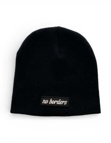 No Borders Logo - Wintermütze - Patch - Schwarz - @ No Borders