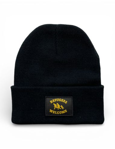 Refugees Welcome - No Borders - Beanie - Patch - Schwarz - @ No Borders