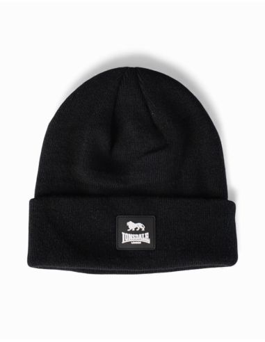 Lonsdale - Beanie - Cuff Rubber Badge - Black - @ No Borders