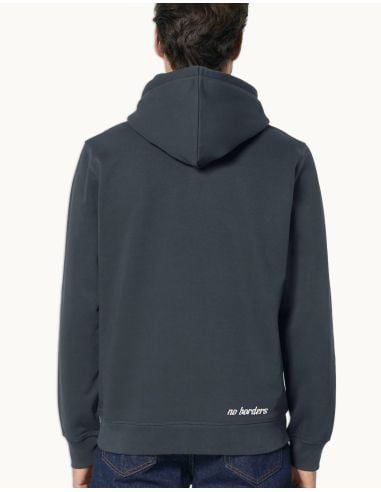 Kein Mensch ist illegal - No Borders - Hoodie - India Ink Grey - @ No Borders