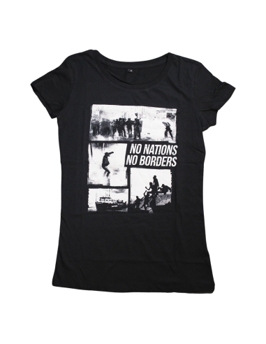 No Nations No Borders - Mob Action - T-Shirt fitted - Black - @ No Borders