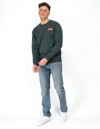 Lonsdale - Sweater - Lympstone - Bottle Green/Red/Ecru - @ No Borders