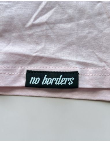 161 - No Borders - T-Shirt - Embroidered Logo - Pink - @ No Borders