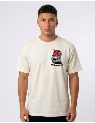 Burn the System - No Borders - T-Shirt - Natural Raw - @ No Borders