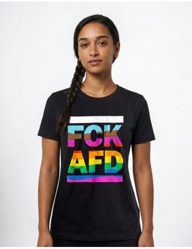 FCK AFD - Pride - No Borders - Fitted T-Shirt - Black - @ No Borders