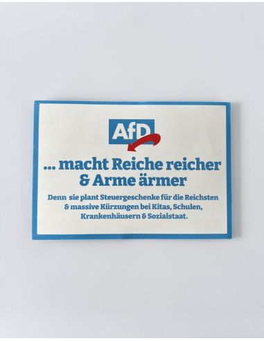 FCK AFD - Fan - Sticker - Reiche & Arme - 10 pieces - @ No Borders