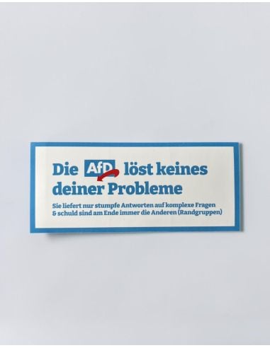 FCK AFD - Fan - Sticker - Probleme - 10 Stück - @ No Borders