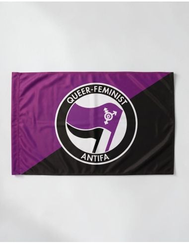 Queer-Feminist Antifa - Fahne - @ No Borders